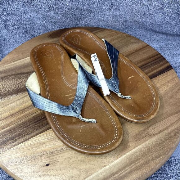 Olukai Sandals Women's Size 11 Wana Flip Flop Thong Flats Slip On Brown Leather - Picture 8 of 8